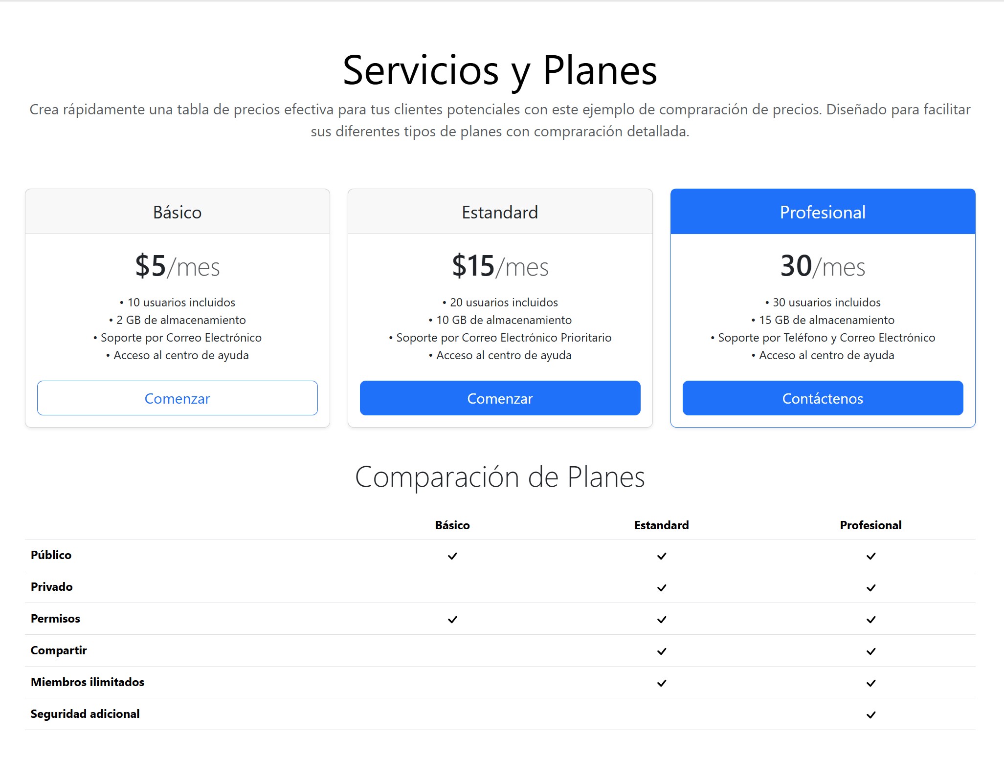 Servicios y Planes